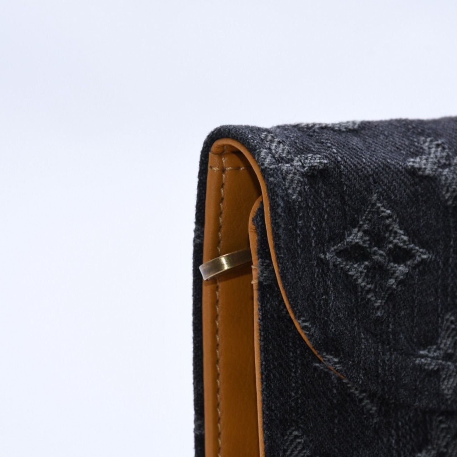 Louis Vuitton Monogram Denim Portefeuille Amelia Trifold Wallet Black Yellow — view 8