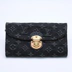 Louis Vuitton Monogram Denim Portefeuille Amelia Trifold Wallet Black Yellow — view 2