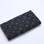 Louis Vuitton Monogram Denim Portefeuille Amelia Trifold Wallet Black Yellow — view 5