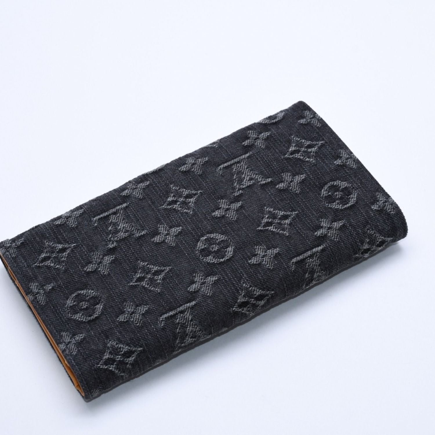 Louis Vuitton Monogram Denim Portefeuille Amelia Trifold Wallet Black Yellow — view 5