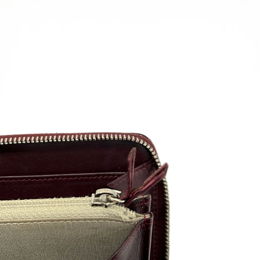Chanel Wallet Quilted Brilliant Bordeaux Zip Around Silver Leather — view 9