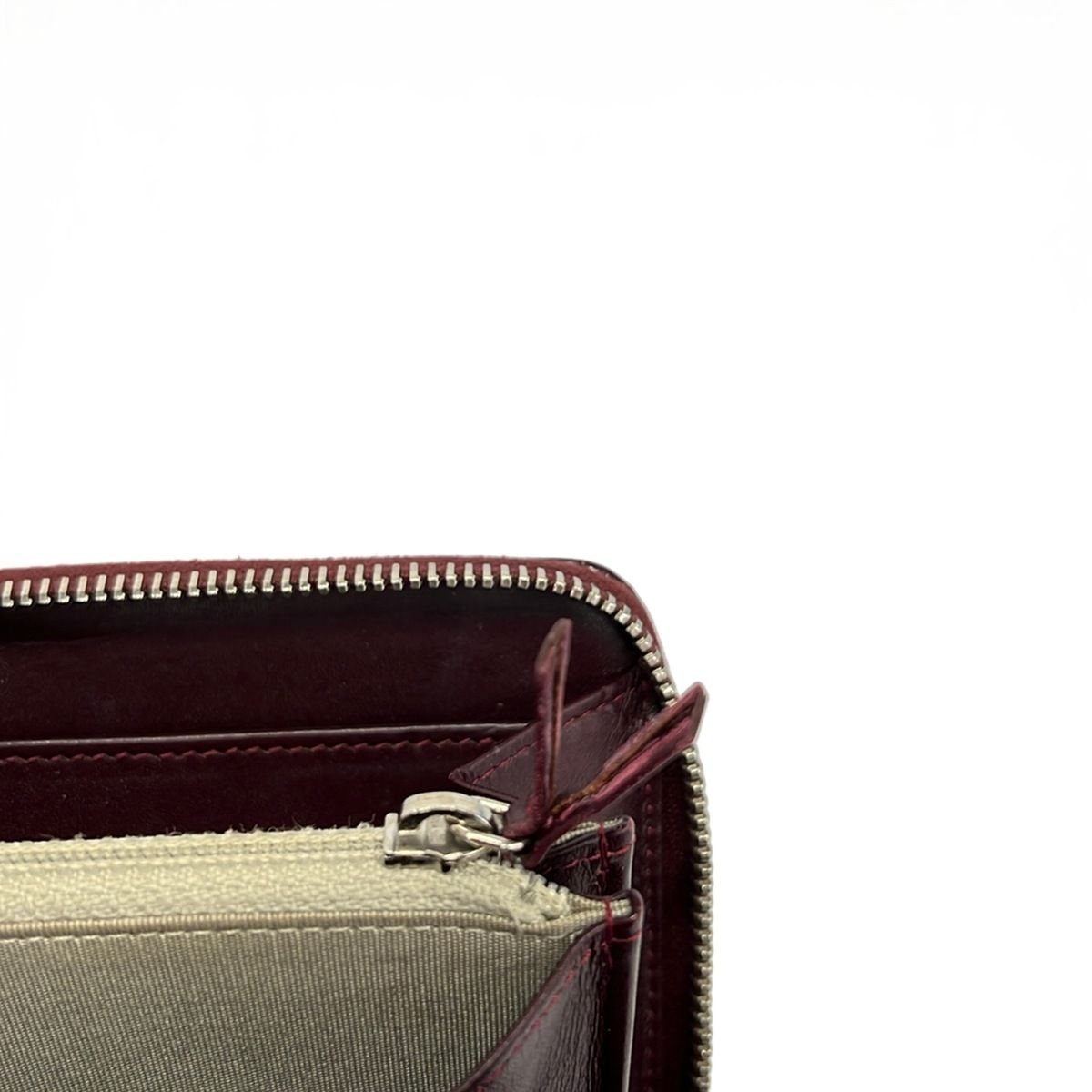 Chanel Wallet Quilted Brilliant Bordeaux Zip Around Silver Leather — view 9