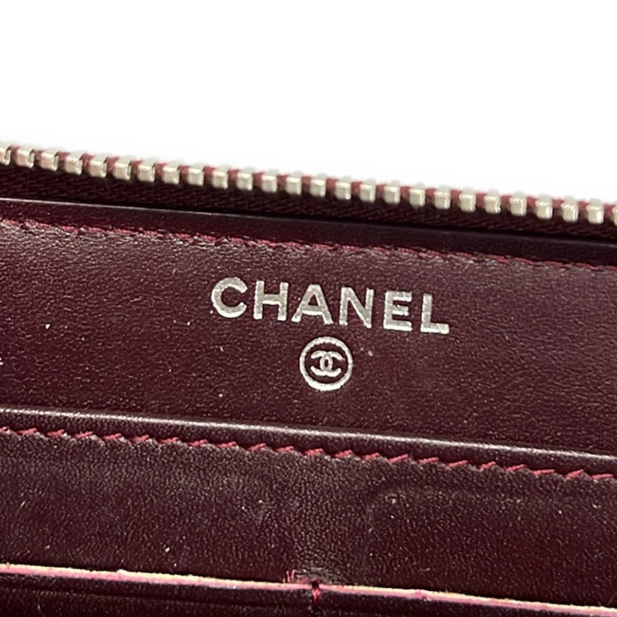 Chanel Wallet Quilted Brilliant Bordeaux Zip Around Silver Leather — view 5