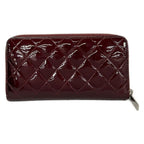 Chanel Wallet Quilted Brilliant Bordeaux Zip Around Silver Leather — view 2