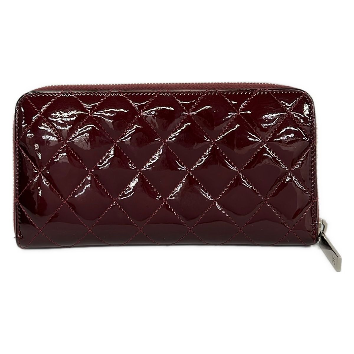 Chanel Wallet Quilted Brilliant Bordeaux Zip Around Silver Leather — view 2