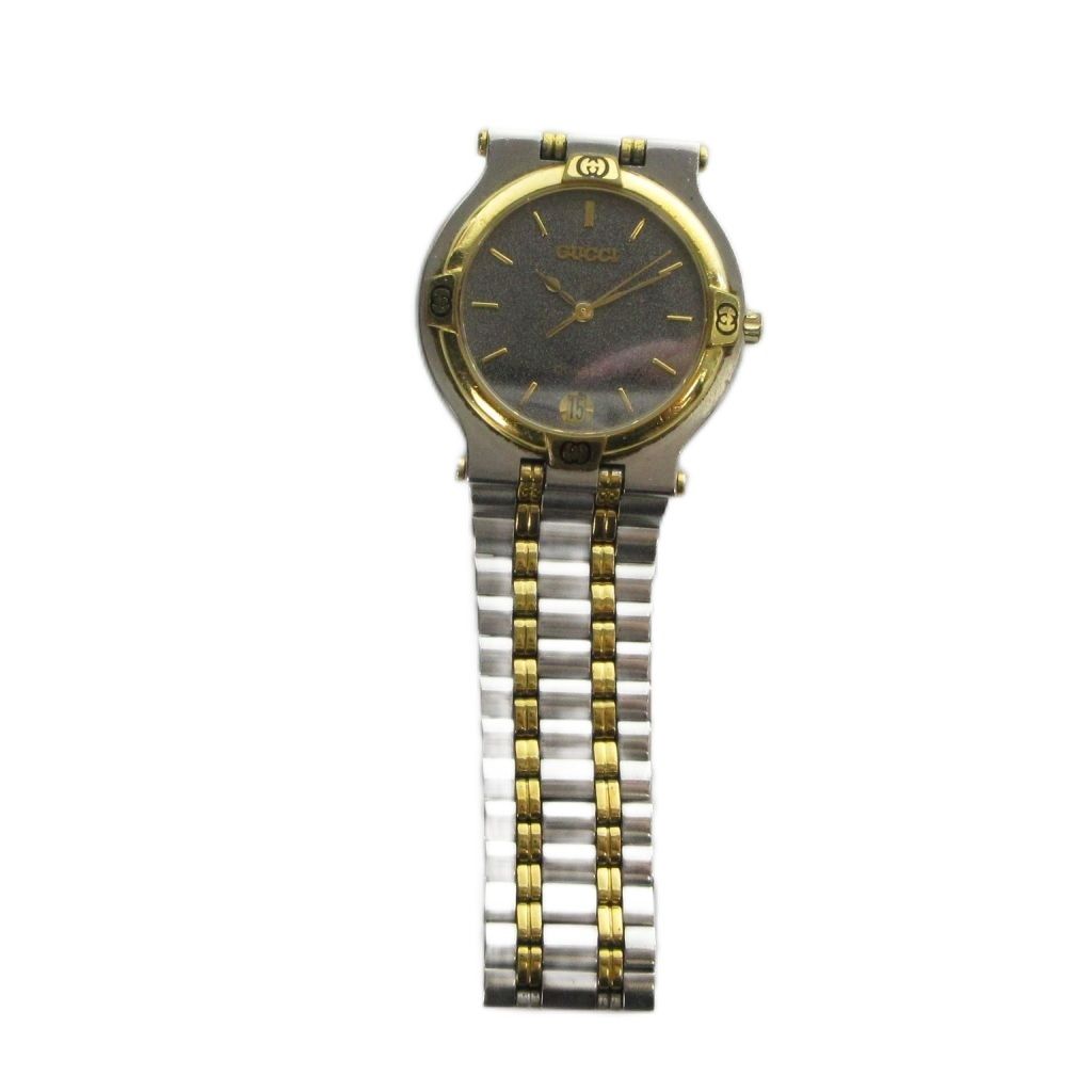 Gucci Watch Quartz Logo Carre Date Silver Color Gold — view 2