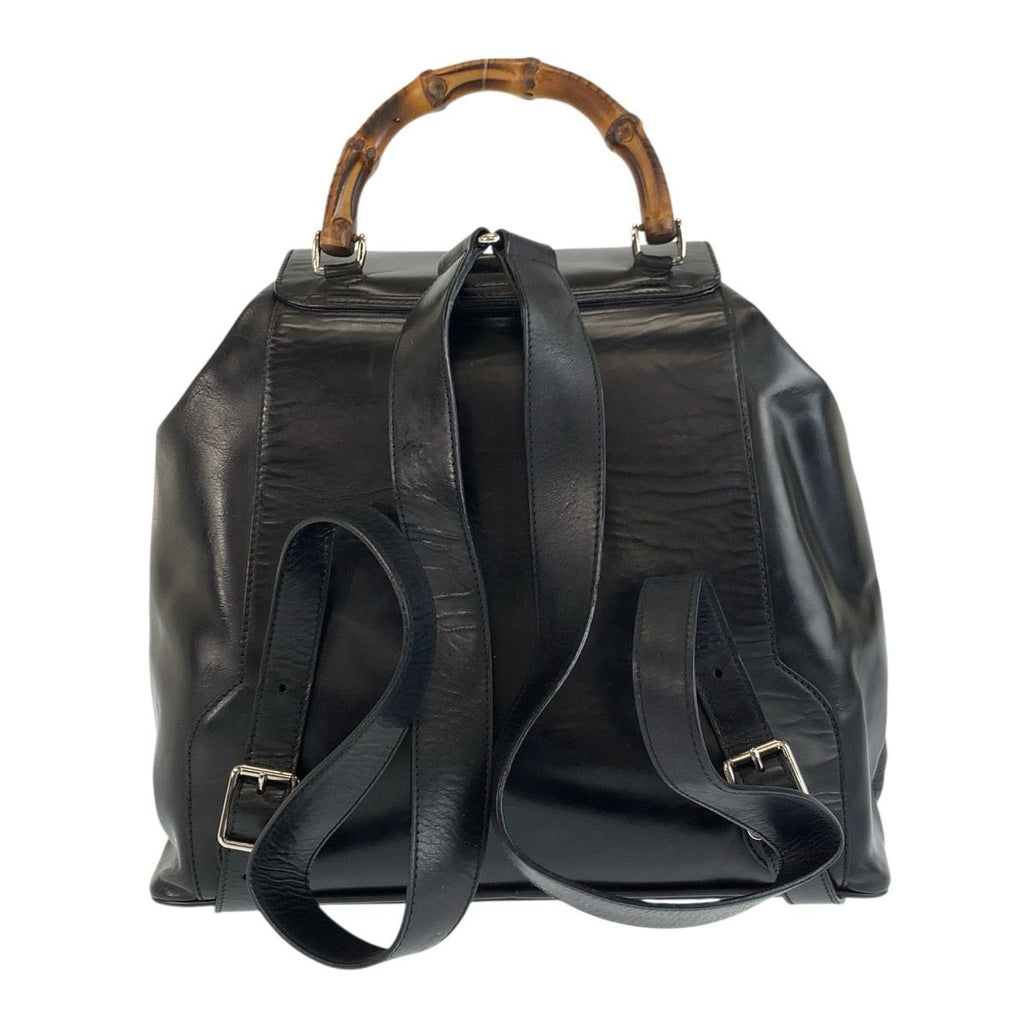 Gucci Bamboo Black Silver Leather 003 5 Backpack — view 2