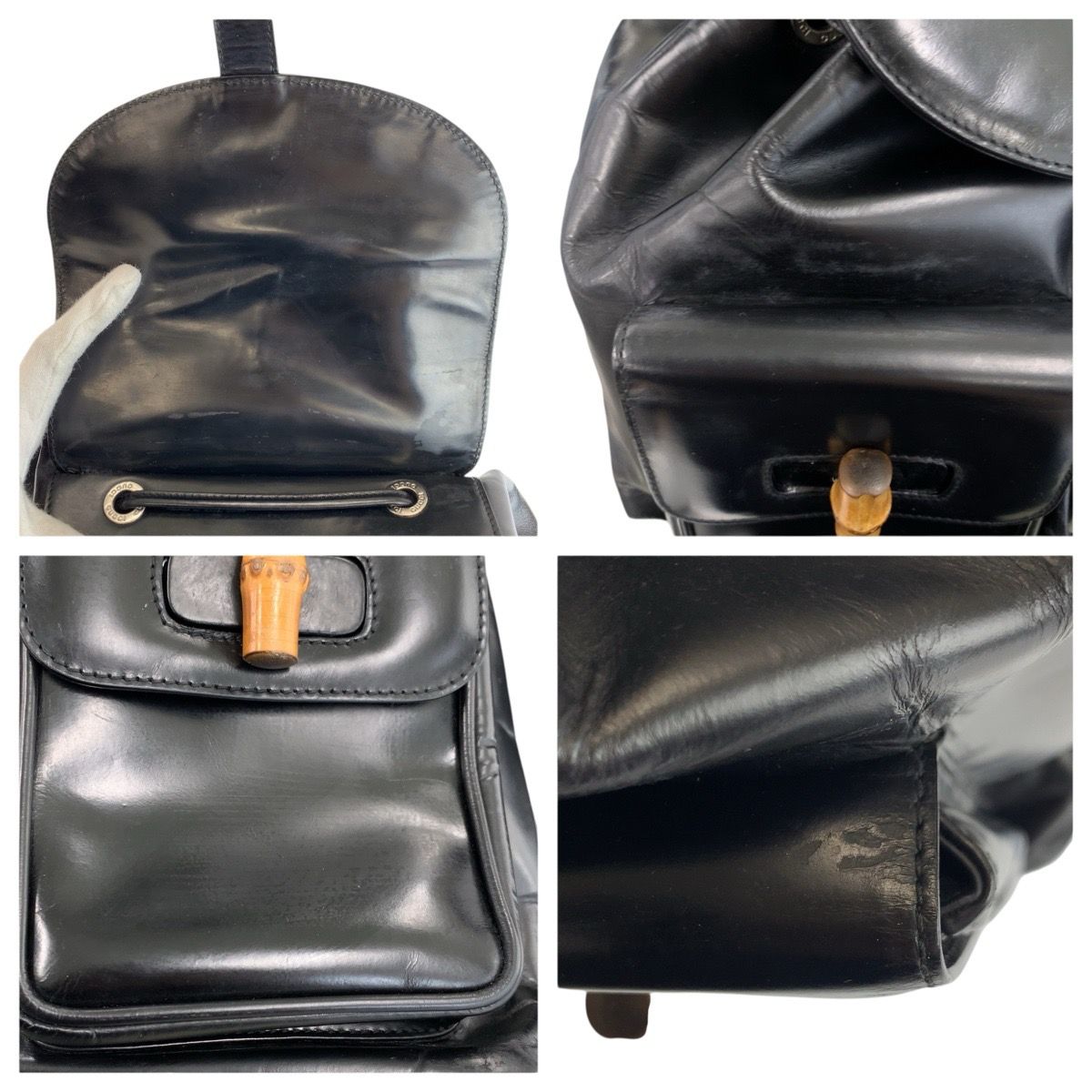 Gucci Bamboo Black Silver Leather 003 5 Backpack — view 5