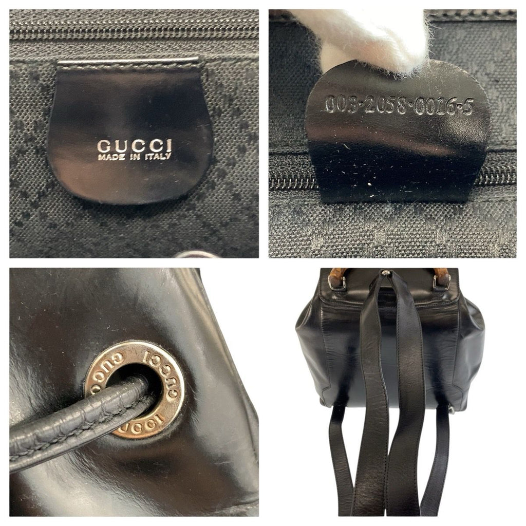 Gucci Bamboo Black Silver Leather 003 5 Backpack — view 3