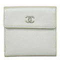 Chanel CC Logo Bifold Wallet Compact Leather Pearl White