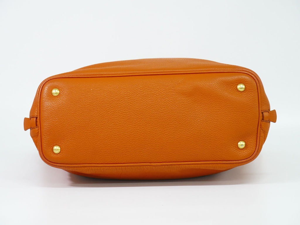 Prada Leather 2-Way Shoulder Bag Tote Orange — view 3