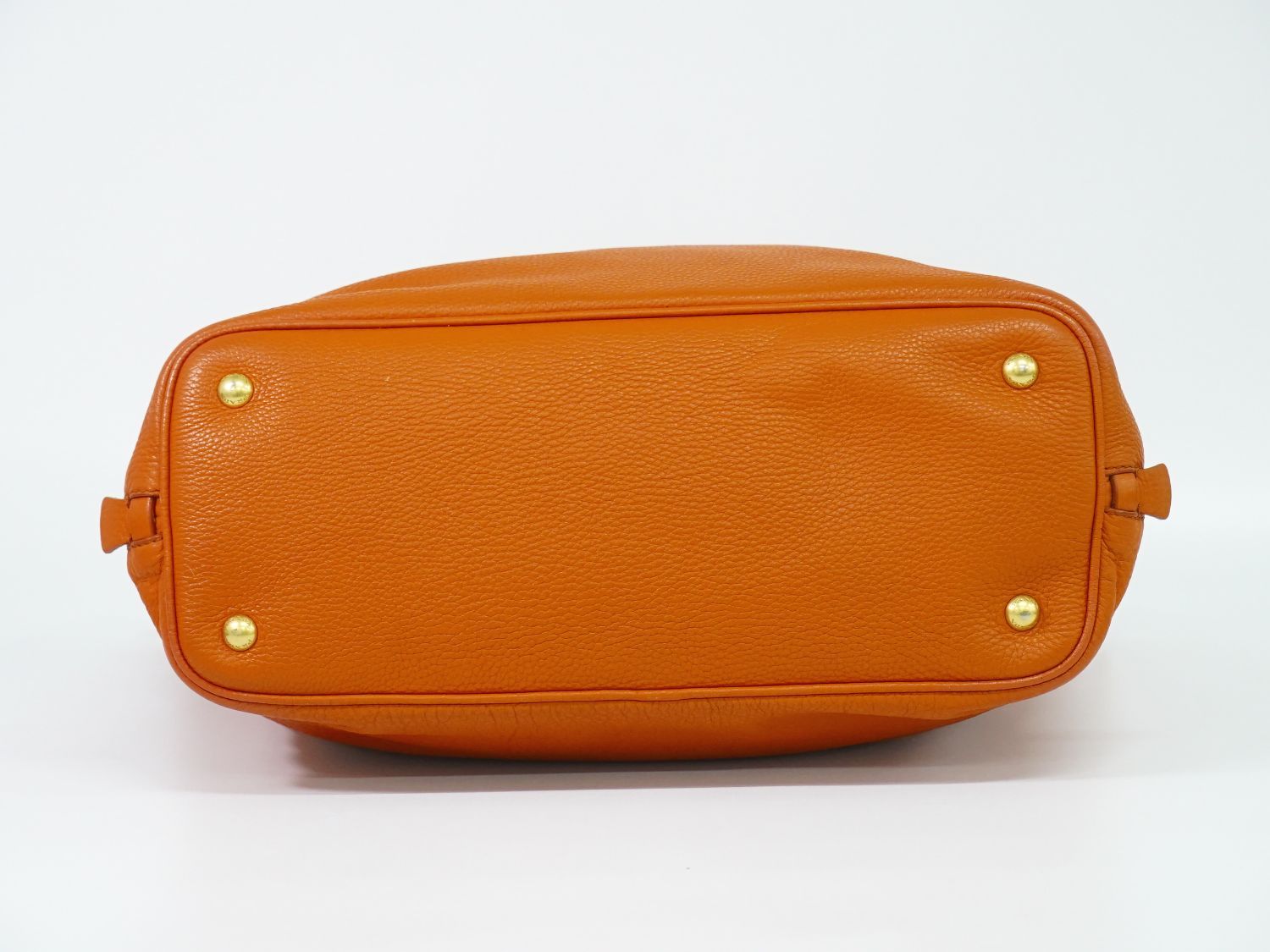 Prada Leather 2-Way Shoulder Bag Tote Orange — view 3