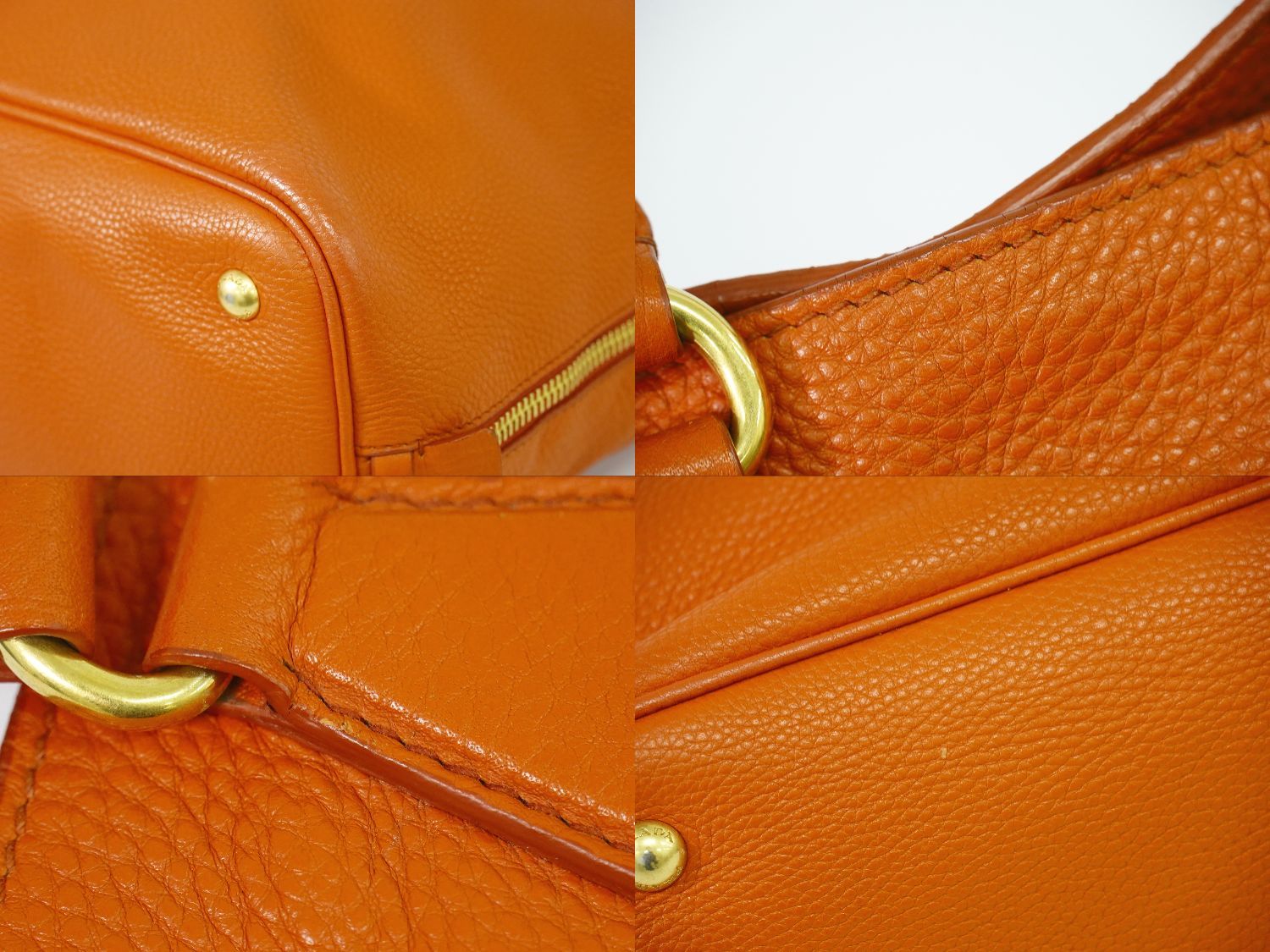 Prada Leather 2-Way Shoulder Bag Tote Orange — view 7