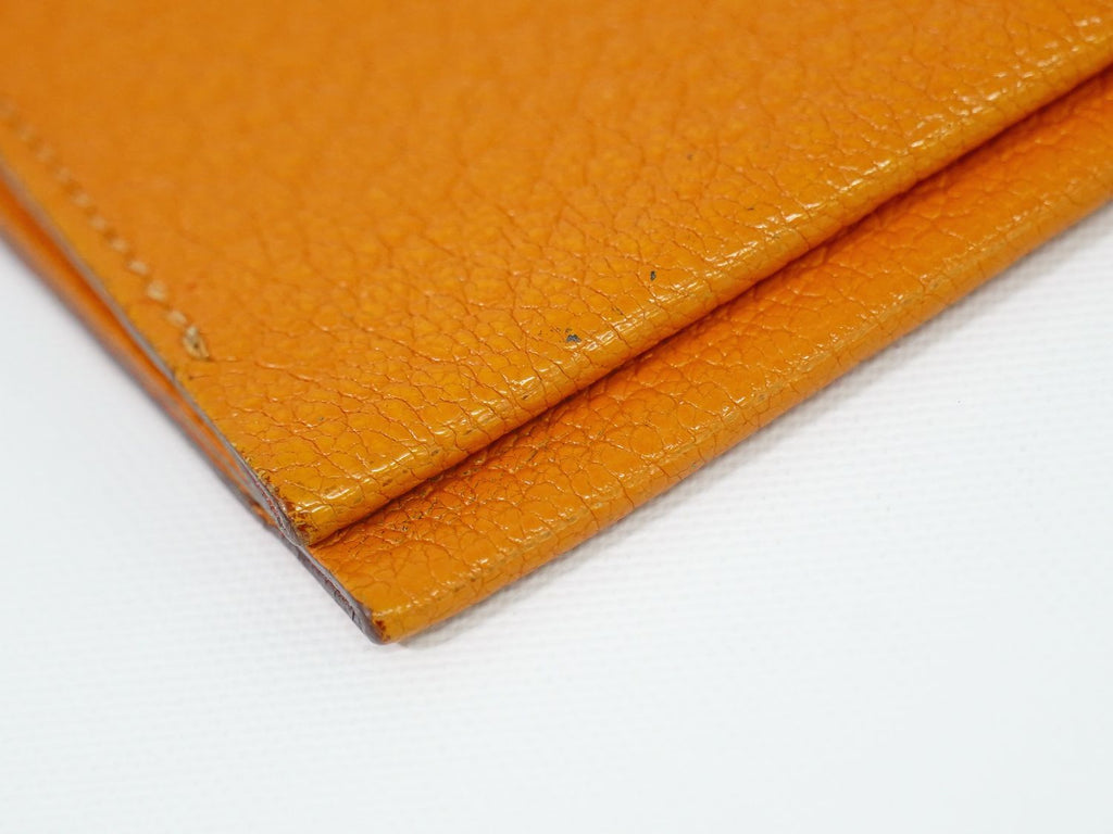 Hermes Leather Bifold Billfold Wallet Compact Orange — view 7