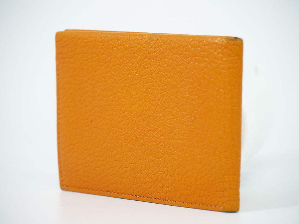 Hermes Leather Bifold Billfold Wallet Compact Orange — view 2