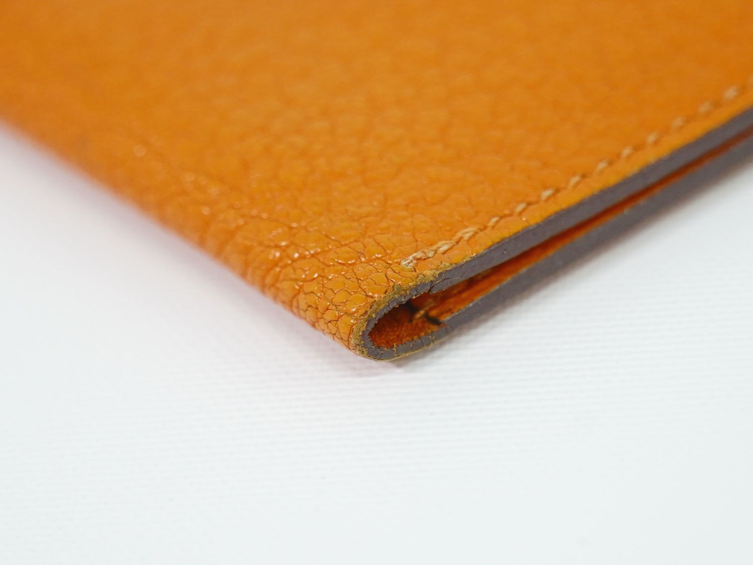 Hermes Leather Bifold Billfold Wallet Compact Orange — view 6