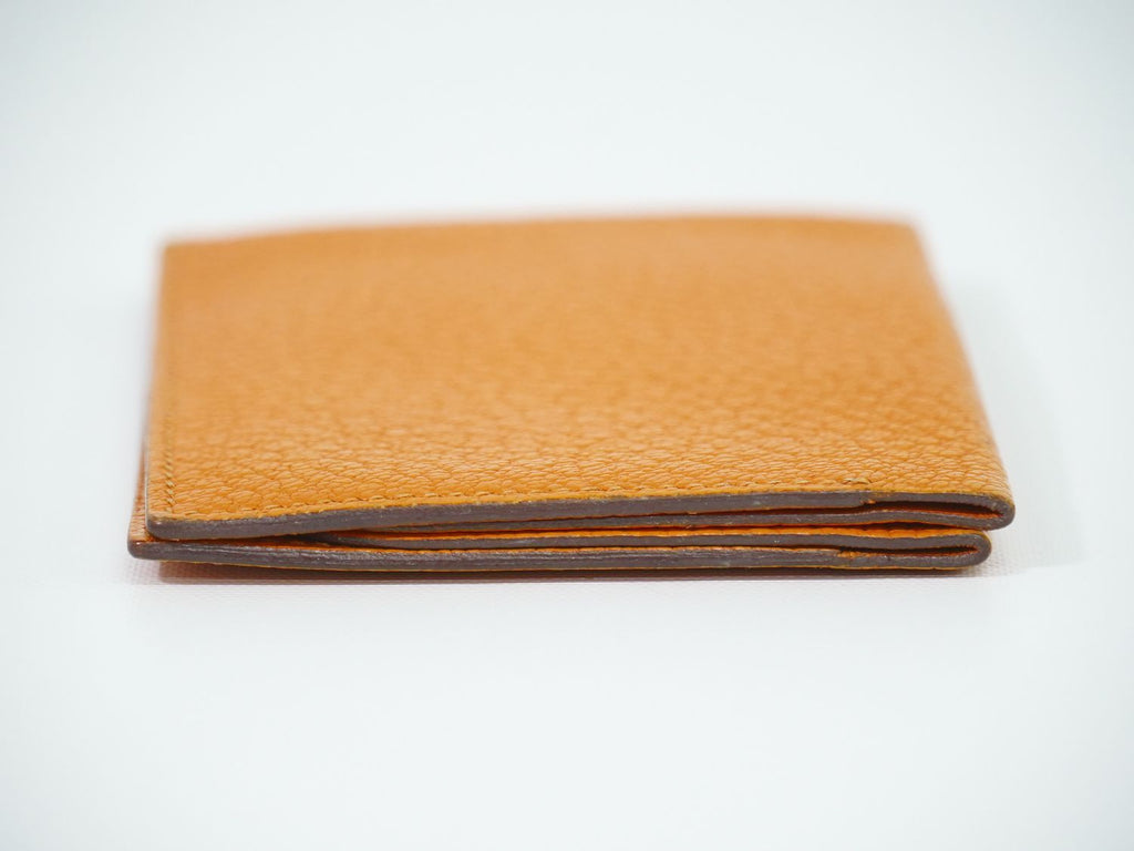 Hermes Leather Bifold Billfold Wallet Compact Orange — view 4