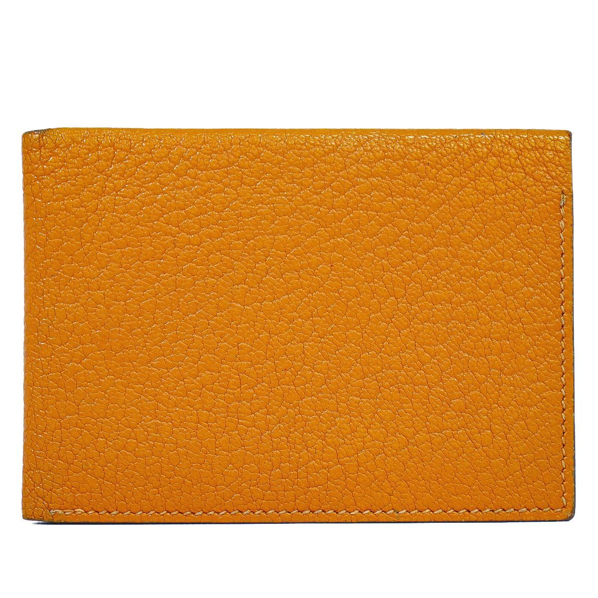 Hermes Leather Bifold Billfold Wallet Compact Orange