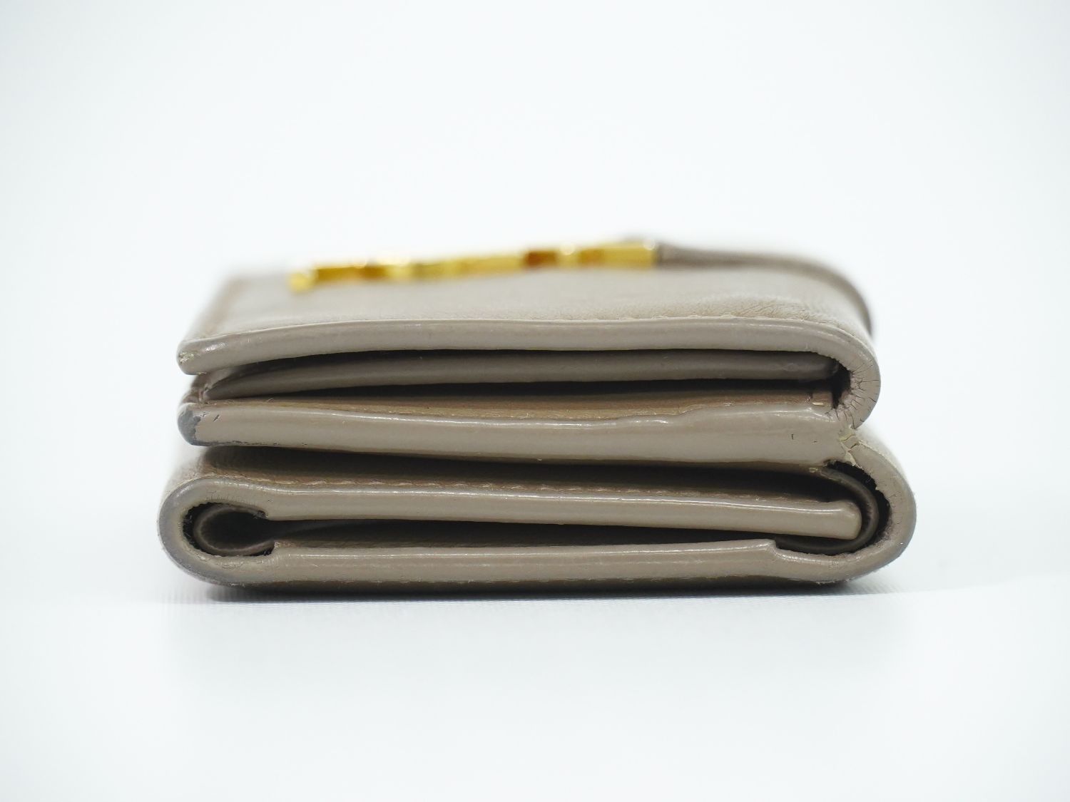 Saint Laurent Origami Tiny Trifold Compact Wallet Leather Brown — view 4