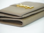 Saint Laurent Origami Tiny Trifold Compact Wallet Leather Brown — view 6