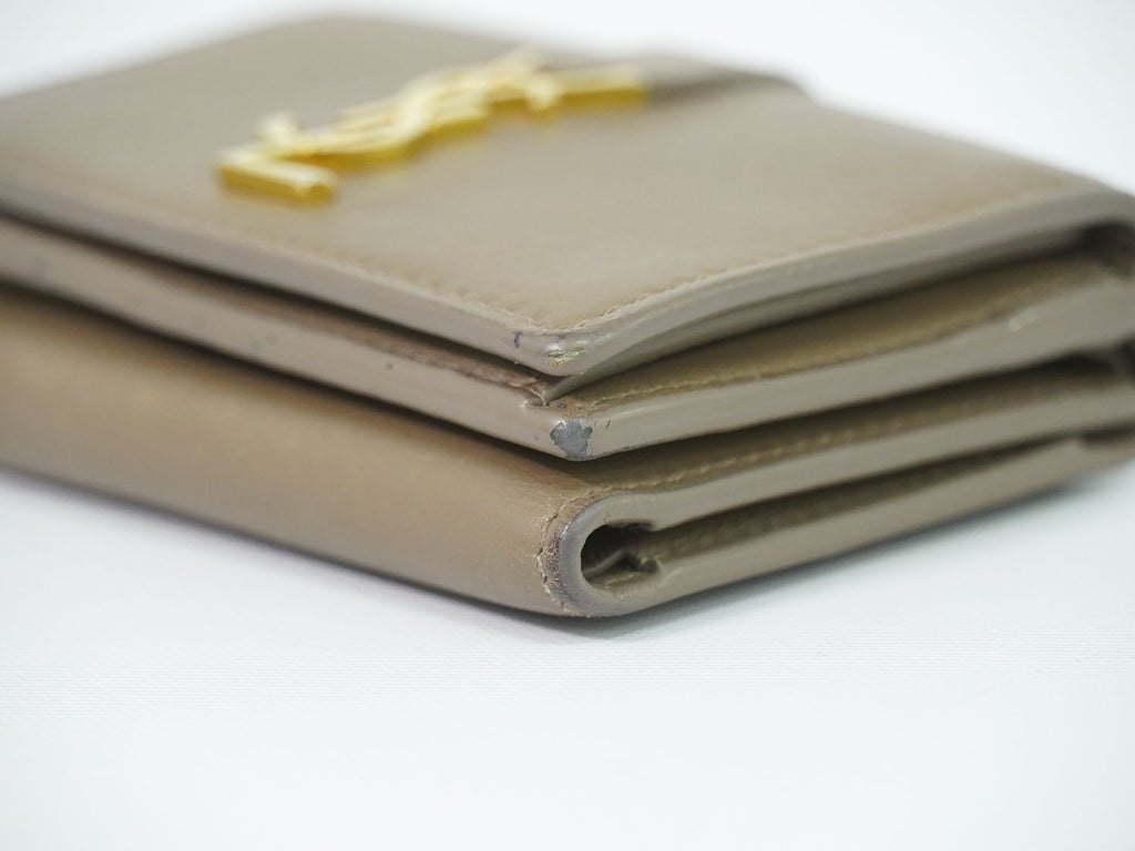 Saint Laurent Origami Tiny Trifold Compact Wallet Leather Brown — view 7