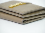Saint Laurent Origami Tiny Trifold Compact Wallet Leather Brown — view 7