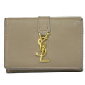 Saint Laurent Origami Tiny Trifold Compact Wallet Leather Brown