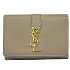 Saint Laurent Origami Tiny Trifold Compact Wallet Leather Brown