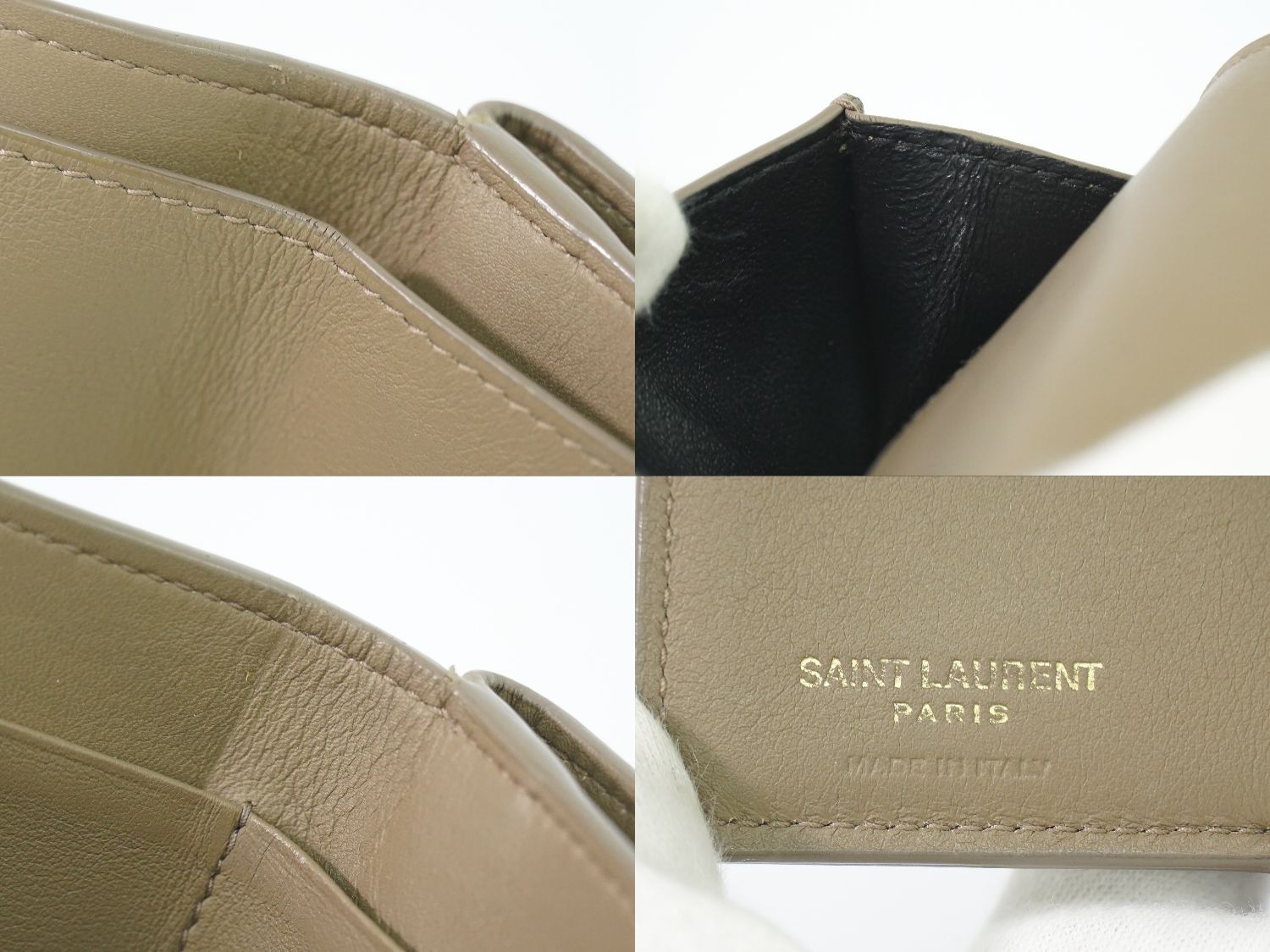 Saint Laurent Origami Tiny Trifold Compact Wallet Leather Brown — view 9