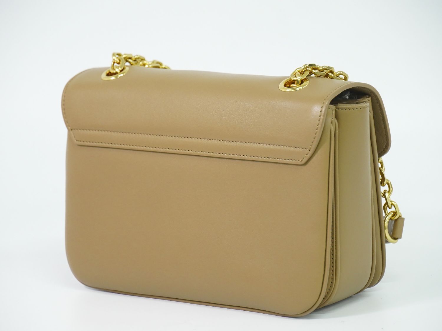 Celine Small C Chain Shoulder Bag Pochette Leather Beige — view 2