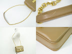 Celine Small C Chain Shoulder Bag Pochette Leather Beige — view 6
