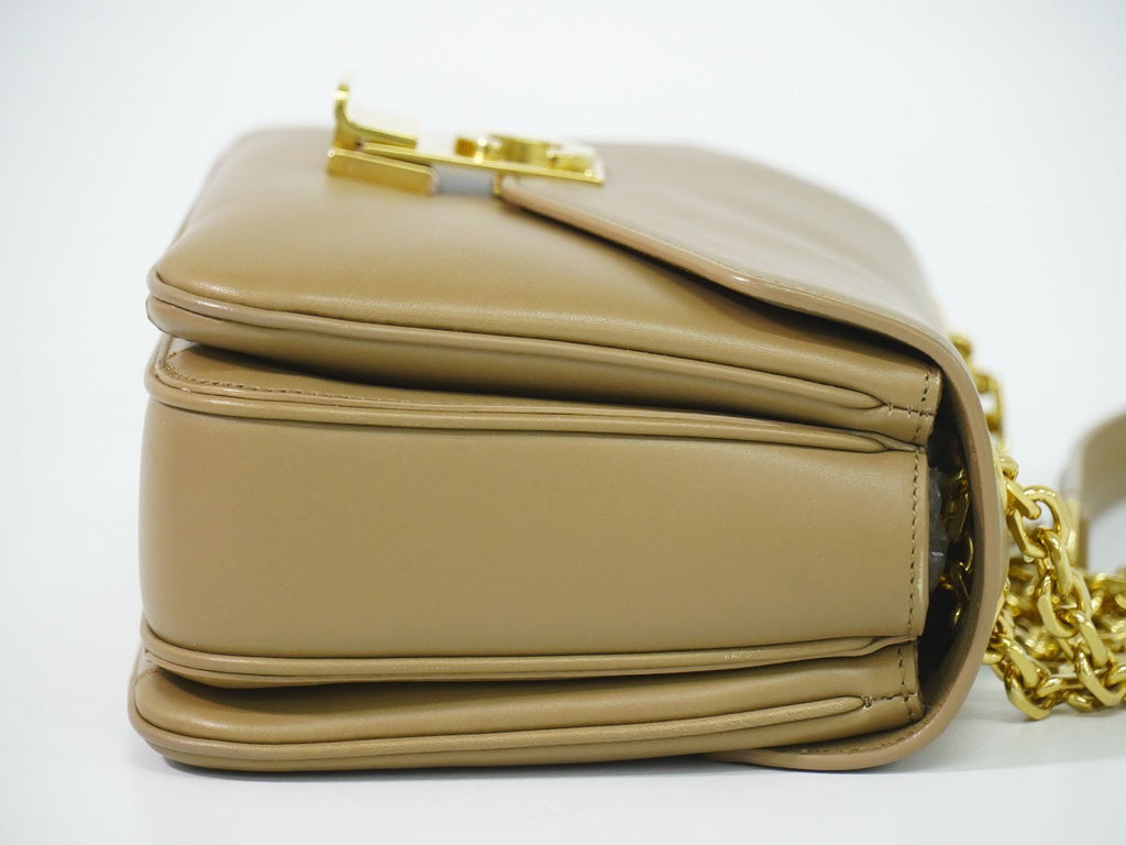 Celine Small C Chain Shoulder Bag Pochette Leather Beige — view 4