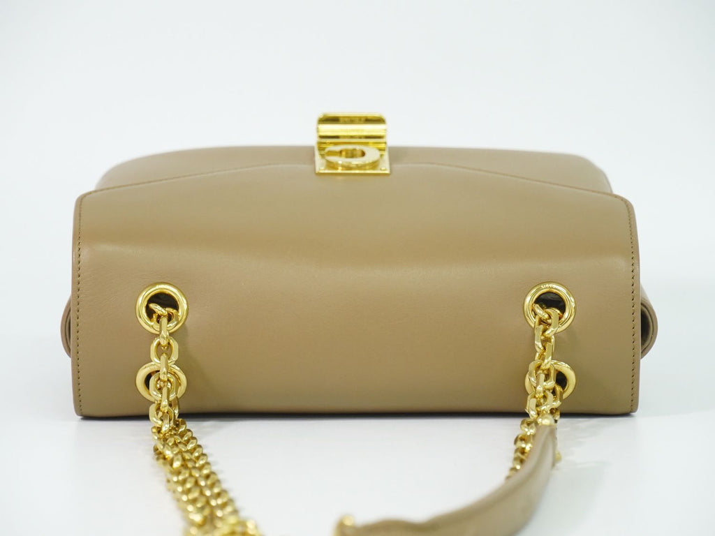 Celine Small C Chain Shoulder Bag Pochette Leather Beige — view 5