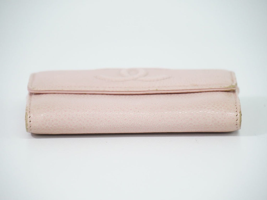 Chanel CC Logo Card Case Business Holder Caviar Leather Pink — view 3