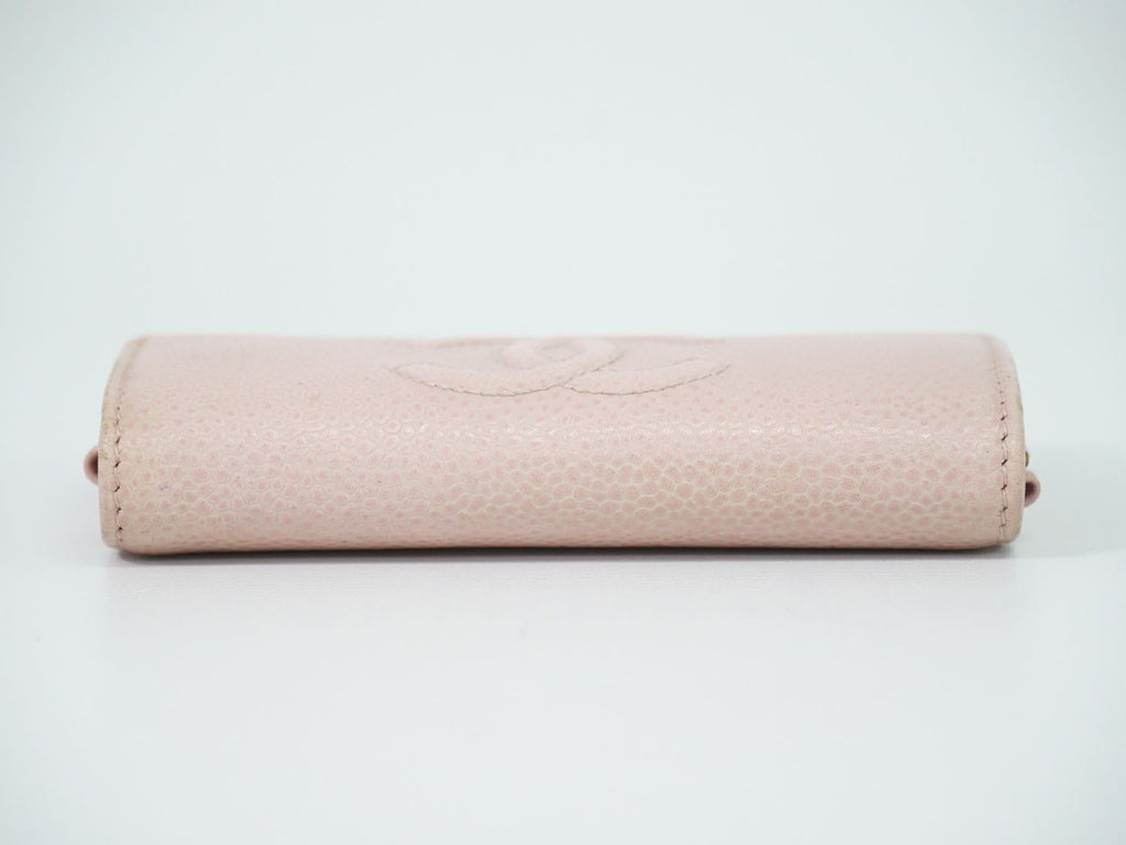 Chanel CC Logo Card Case Business Holder Caviar Leather Pink — view 5