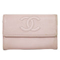 Chanel CC Logo Card Case Business Holder Caviar Leather Pink