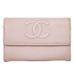 Chanel CC Logo Card Case Business Holder Caviar Leather Pink