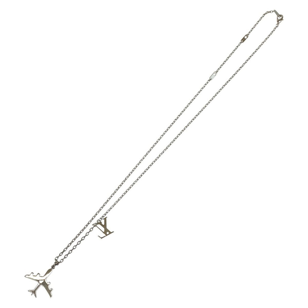Louis Vuitton Pendant LV Plain Silver Metal Necklace — view 4