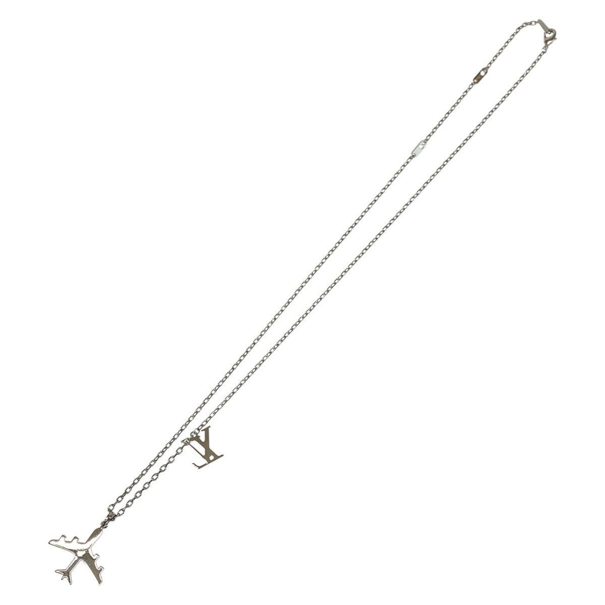 Louis Vuitton Pendant LV Plain Silver Metal Necklace — view 4