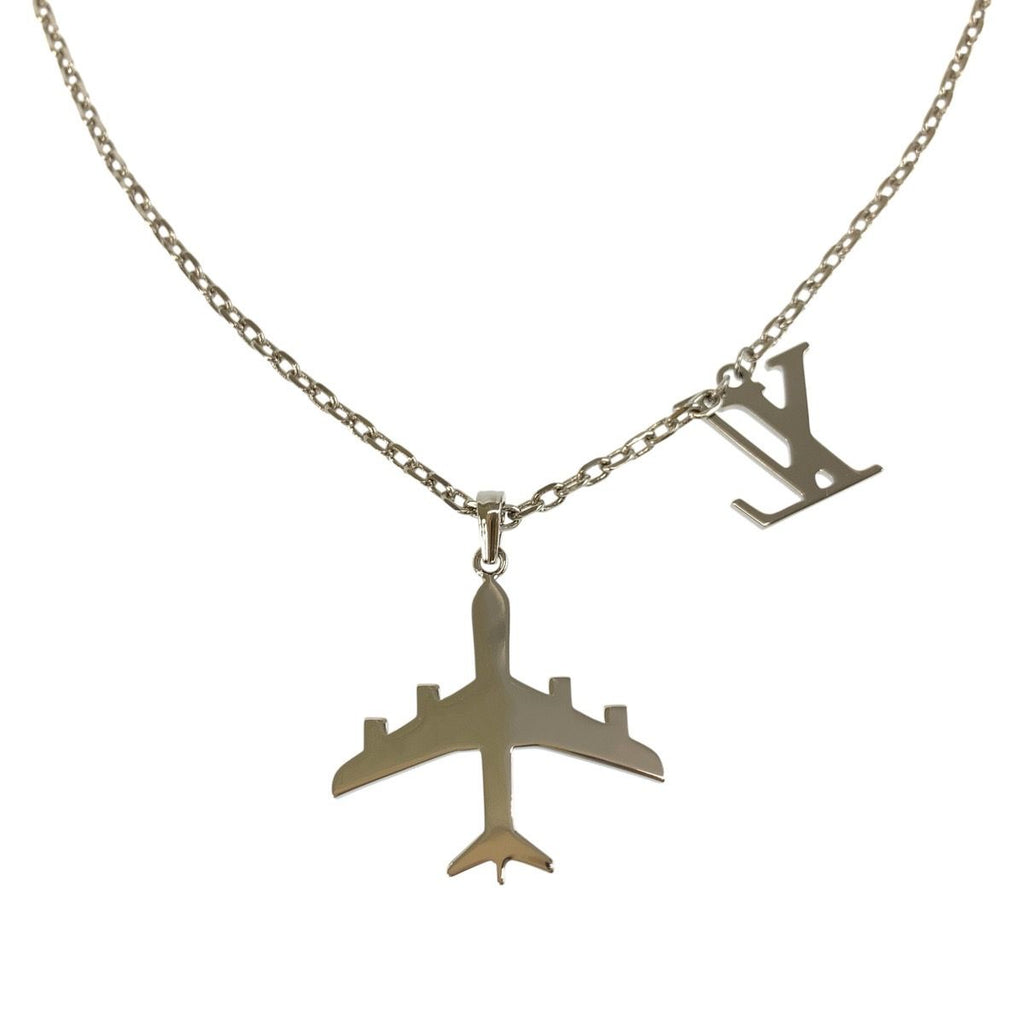 Louis Vuitton Pendant LV Plain Silver Metal Necklace — view 2