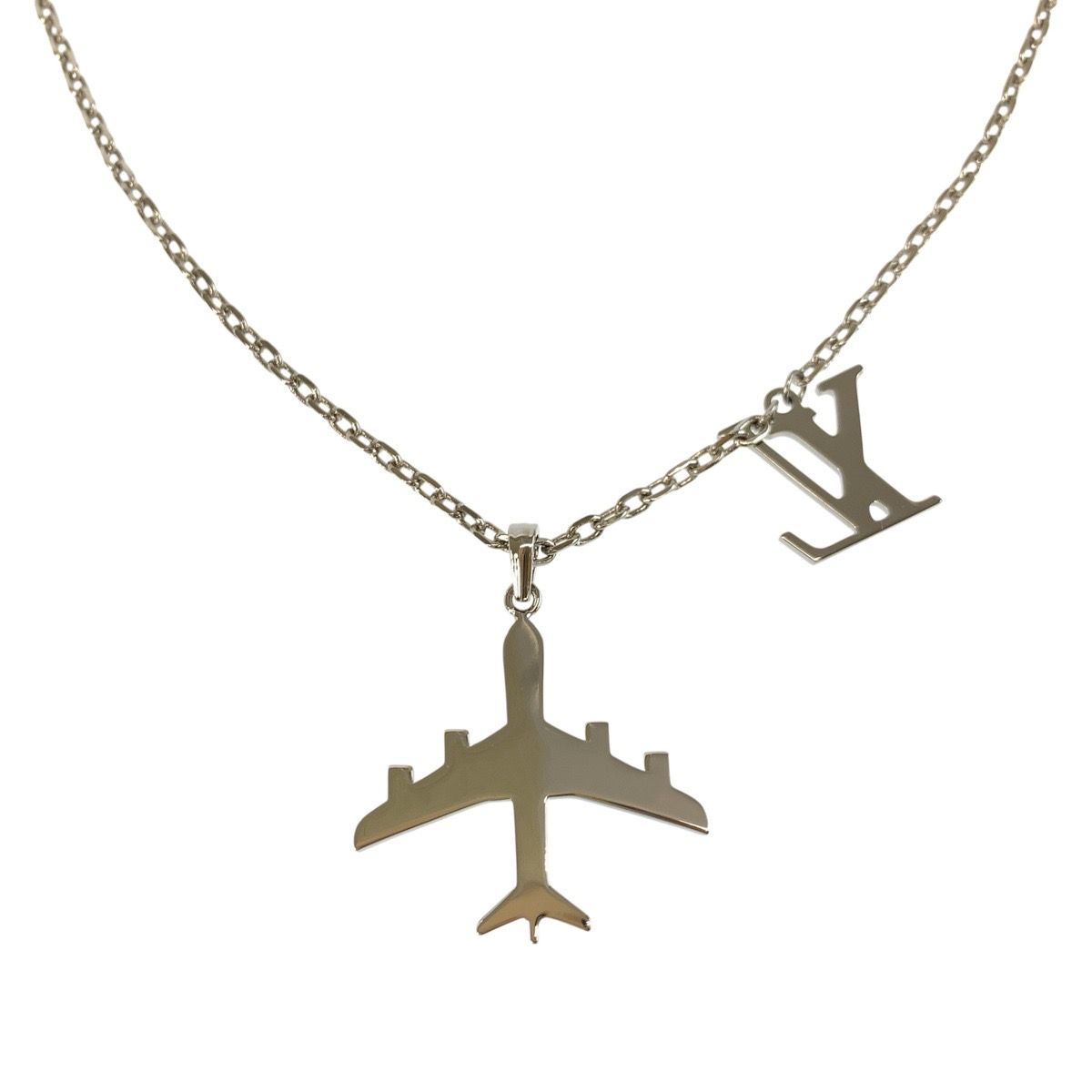 Louis Vuitton Pendant LV Plain Silver Metal Necklace — view 2