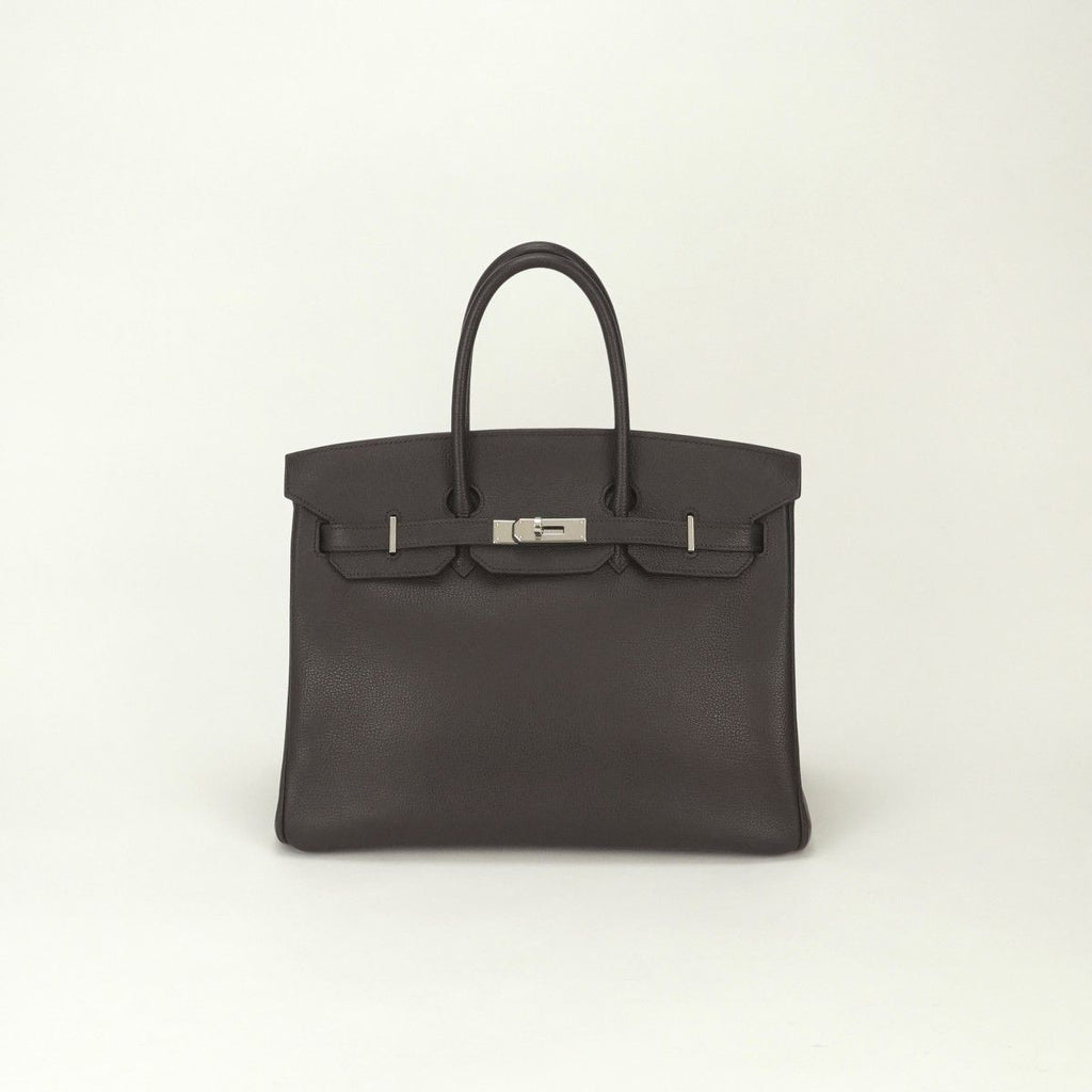 Hermes Birkin 35 Tote Vassully Eger Darkbrown Dark Brown Silver