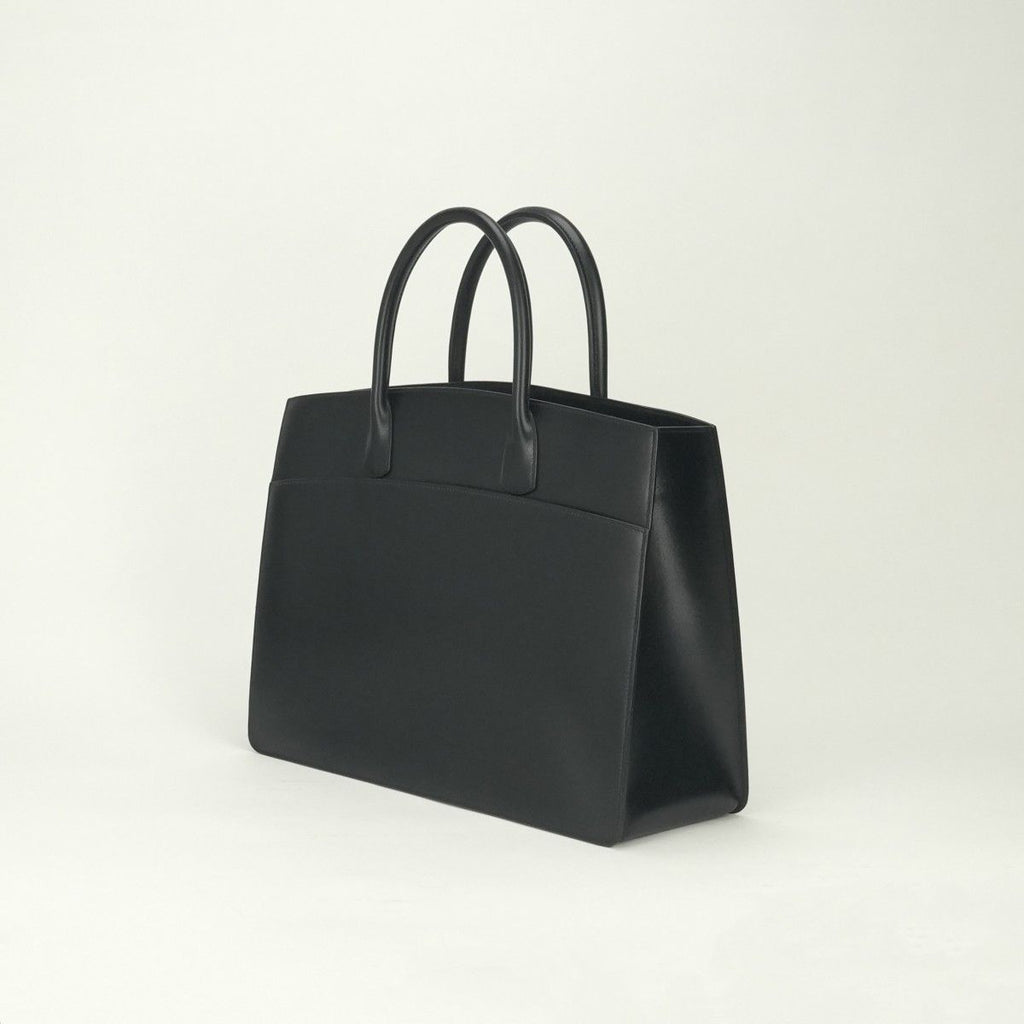 Hermes White Bus GM Business Briefcase Box Calf Noir Black Gold — view 2