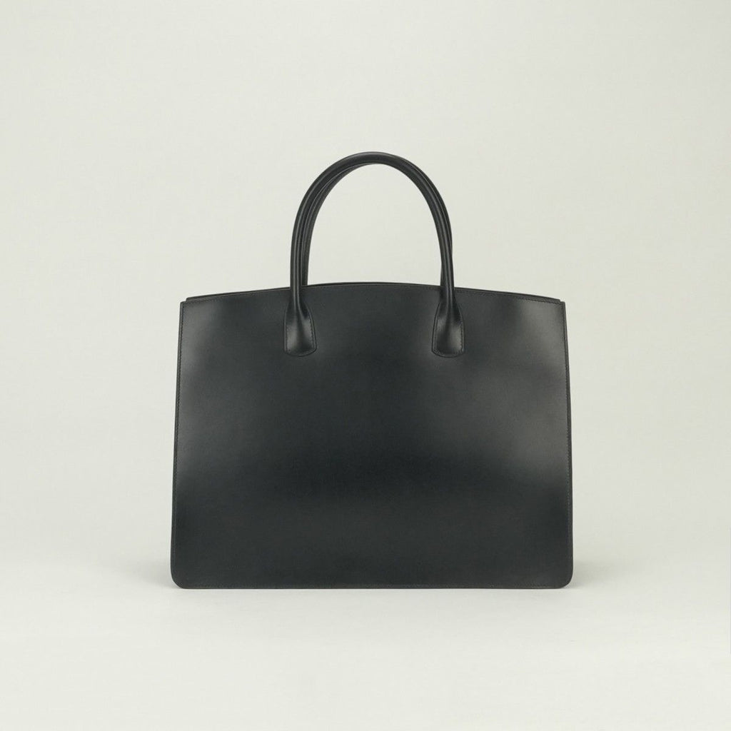 Hermes White Bus GM Business Briefcase Box Calf Noir Black Gold — view 3