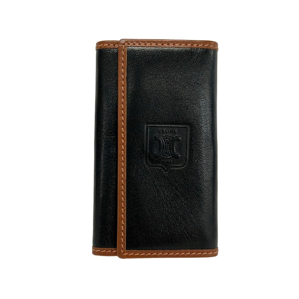 Celine Key Case Black Dark Brown Leather Key Holder