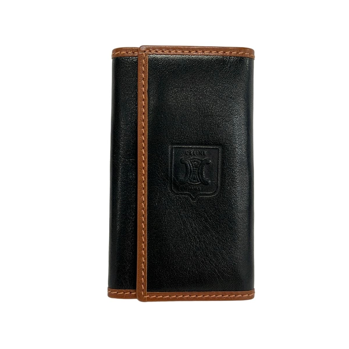 Celine Key Case Black Dark Brown Leather Key Holder