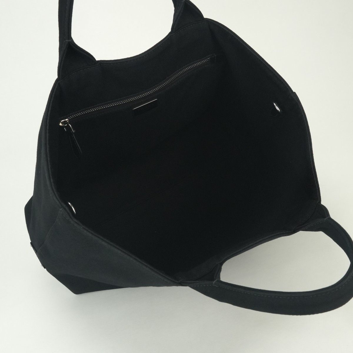Prada Drill Tote Fabric Black Silver Handbag — view 8
