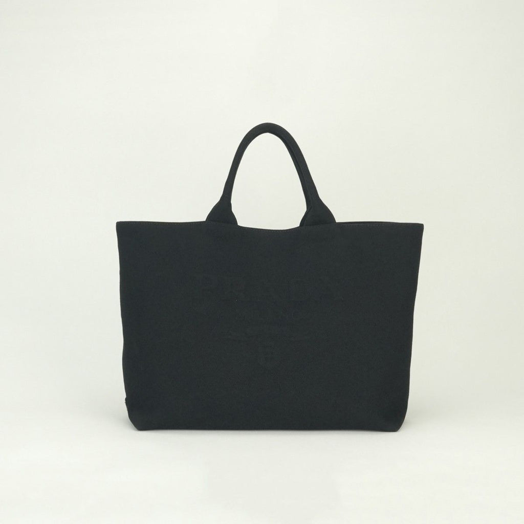 Prada Drill Tote Fabric Black Silver Handbag