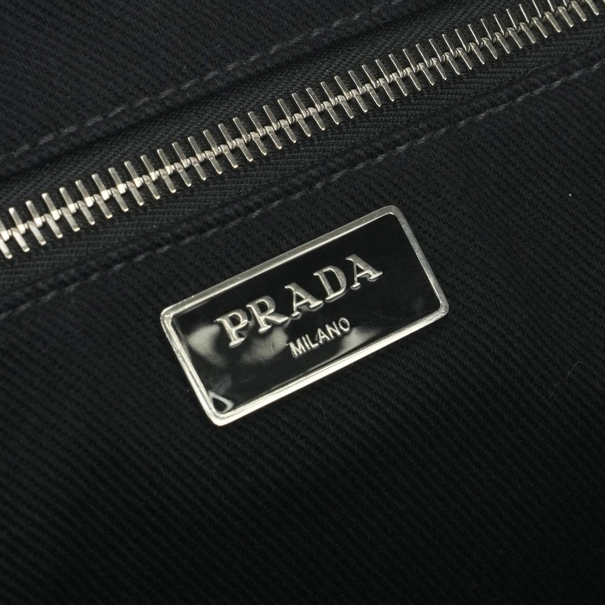 Prada Drill Tote Fabric Black Silver Handbag — view 7