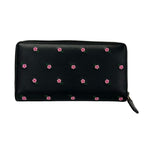 Gucci Wallet Black Light Pink Green Embroidery Flower Zip Around Leather — view 2